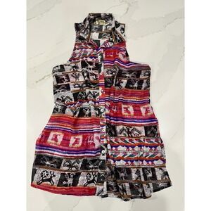 Show‎ Me Your Mumu Sleeveless Tunic Top Womens Small Sheer Boho Aztec Western